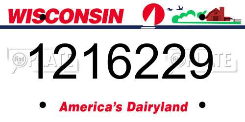 1216229 Wisconsin License Plate