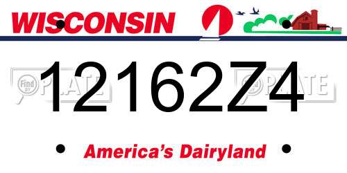 12162Z4 Wisconsin License Plate