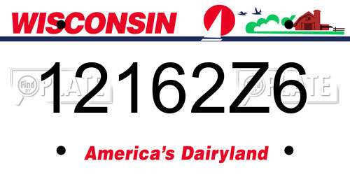 12162Z6 Wisconsin License Plate