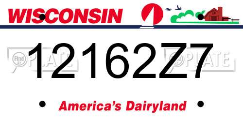 12162Z7 Wisconsin License Plate