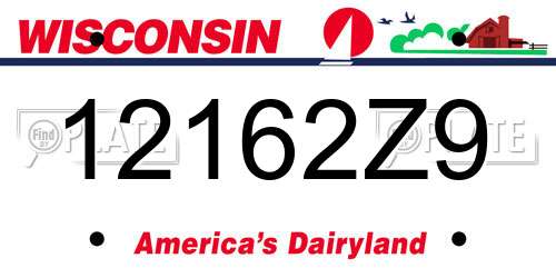 12162Z9 Wisconsin License Plate