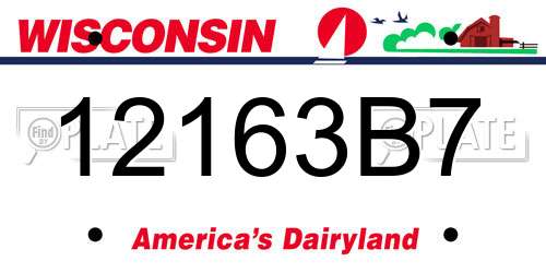 12163B7 Wisconsin License Plate