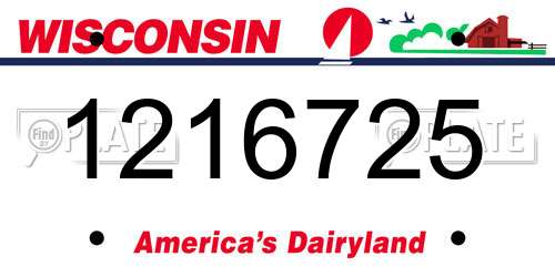 1216725 Wisconsin License Plate