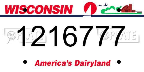 1216777 Wisconsin License Plate