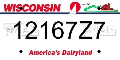 12167Z7 Wisconsin License Plate