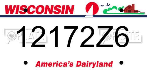 12172Z6 Wisconsin License Plate