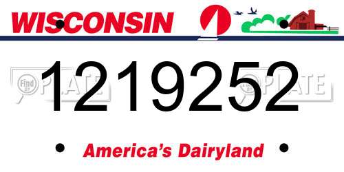 1219252 Wisconsin License Plate