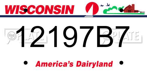 12197B7 Wisconsin License Plate
