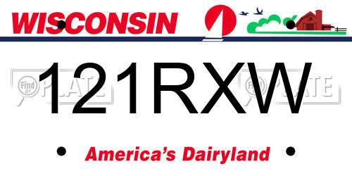 121RXW Wisconsin License Plate