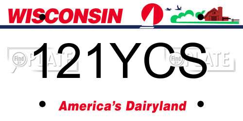 121YCS Wisconsin License Plate