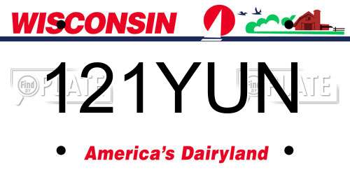 121YUN Wisconsin License Plate