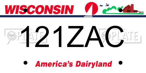 121ZAC Wisconsin License Plate