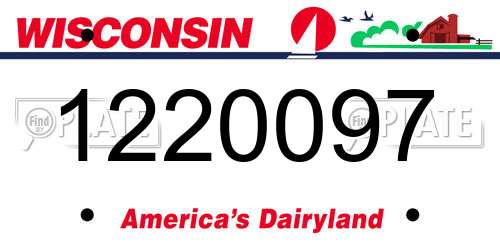 1220097 Wisconsin License Plate