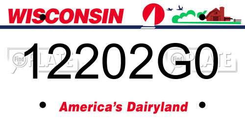 12202G0 Wisconsin License Plate