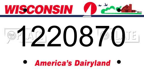 1220870 Wisconsin License Plate