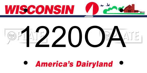 1220OA Wisconsin License Plate