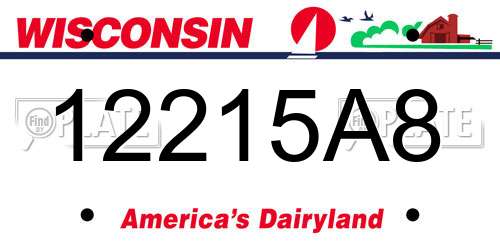 12215A8 Wisconsin License Plate