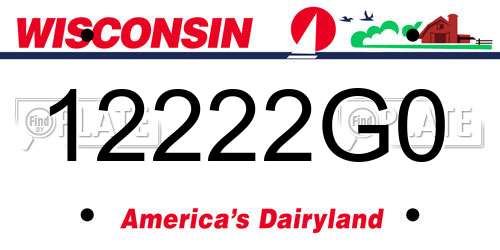 12222G0 Wisconsin License Plate