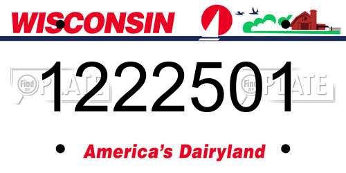 1222501 Wisconsin License Plate