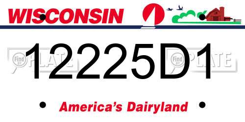 12225D1 Wisconsin License Plate