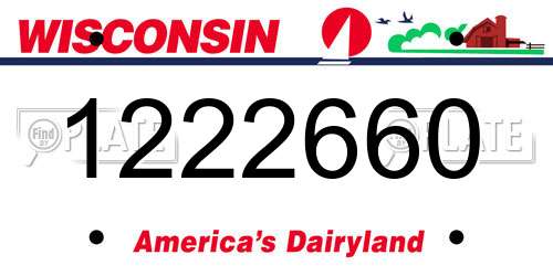 1222660 Wisconsin License Plate