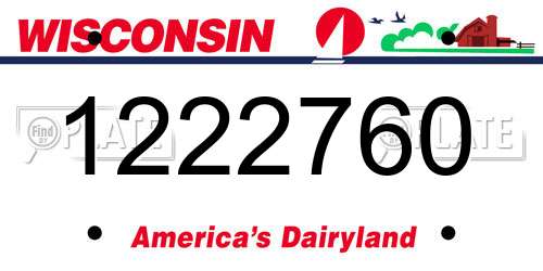 1222760 Wisconsin License Plate