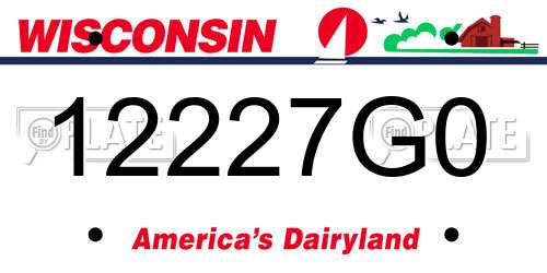 12227G0 Wisconsin License Plate