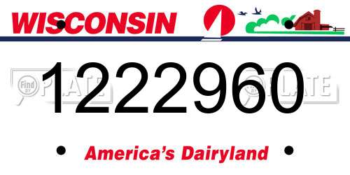 1222960 Wisconsin License Plate