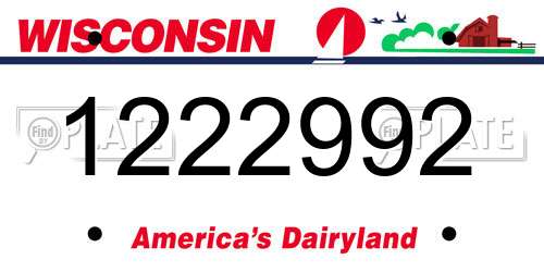 1222992 Wisconsin License Plate