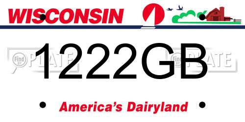 1222GB Wisconsin License Plate