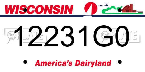 12231G0 Wisconsin License Plate