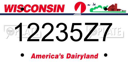12235Z7 Wisconsin License Plate
