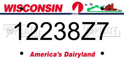 12238Z7 Wisconsin License Plate