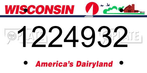 1224932 Wisconsin License Plate
