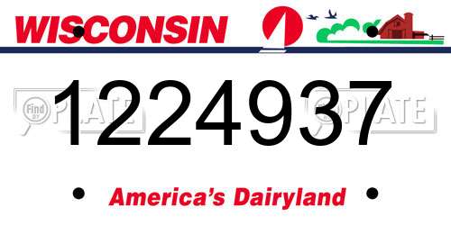 1224937 Wisconsin License Plate