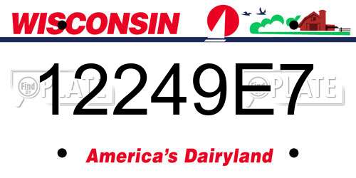 12249E7 Wisconsin License Plate