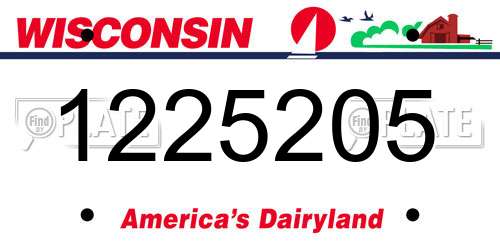 1225205 Wisconsin License Plate