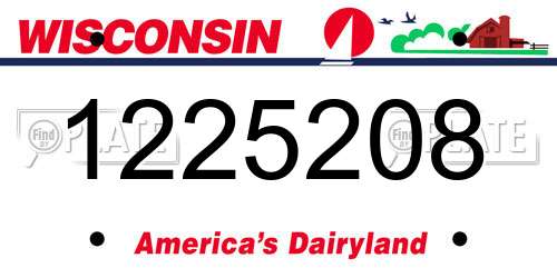 1225208 Wisconsin License Plate