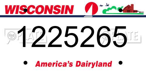 1225265 Wisconsin License Plate