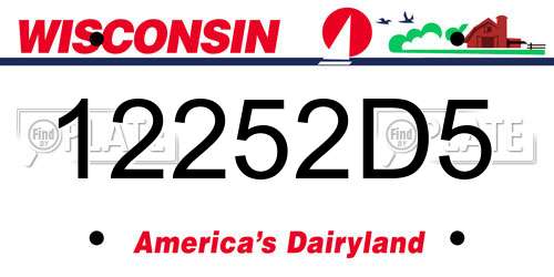 12252D5 Wisconsin License Plate