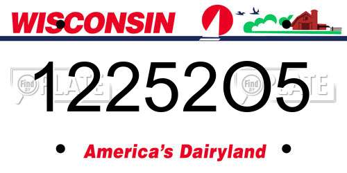 12252O5 Wisconsin License Plate