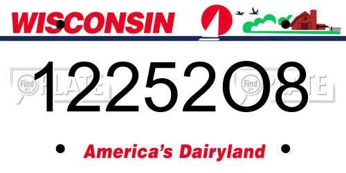 12252O8 Wisconsin License Plate