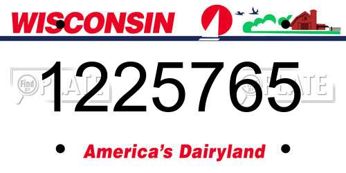 1225765 Wisconsin License Plate