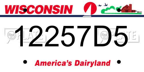 12257D5 Wisconsin License Plate