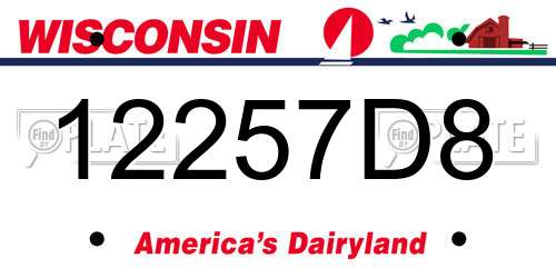 12257D8 Wisconsin License Plate