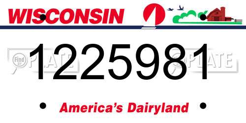 1225981 Wisconsin License Plate
