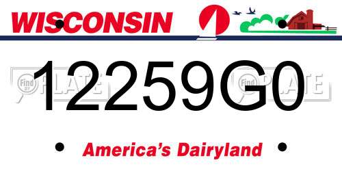 12259G0 Wisconsin License Plate