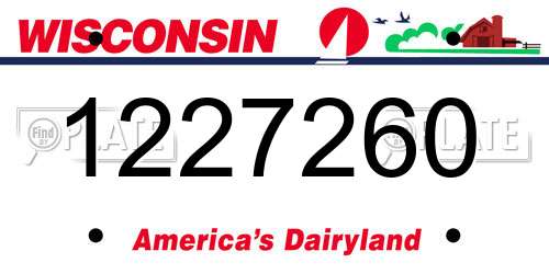 1227260 Wisconsin License Plate