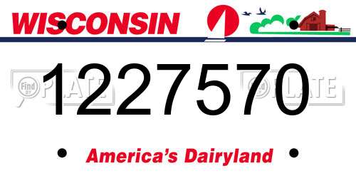 1227570 Wisconsin License Plate