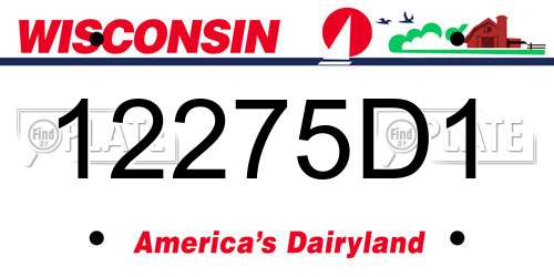 12275D1 Wisconsin License Plate
